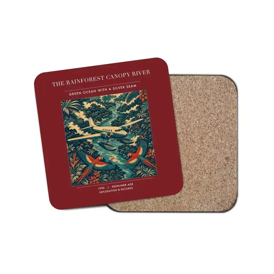 The Rainforest Canopy River - Designed Coasters design on dark red 1-piece