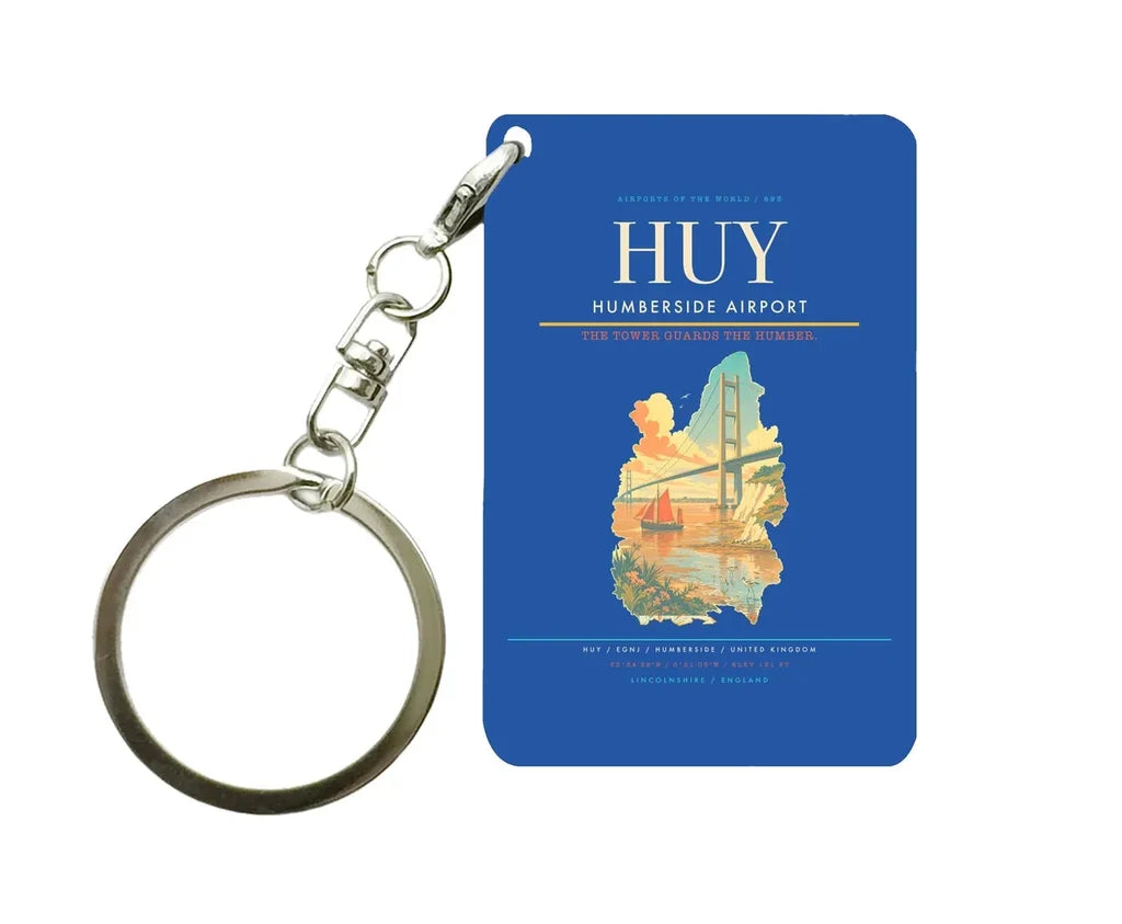Humberside Airport (HUY) design on blue key chain