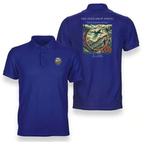 Thumbnail for VINTAGE G4490 - The Seed Drop Spring - Double-Side Polo T-Shirt design on blue