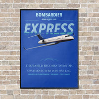 Thumbnail for Bombardier Global Express vertical canvas print - framed - blue background