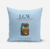 Thumbnail for London Gatwick Airport (LGW) design on light blue pillow