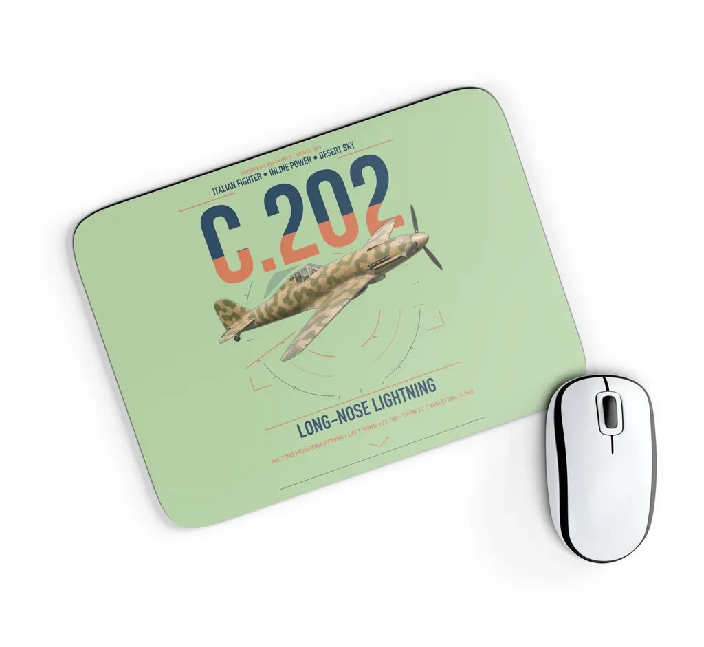 Macchi C.202 Folgore design on light green rectangle mouse pad