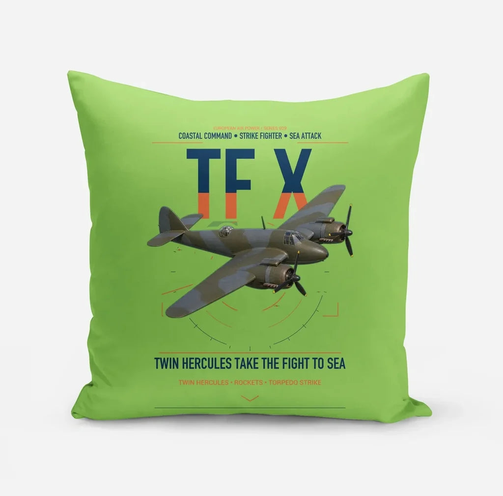 Bristol Beaufighter TF X design on light green pillow