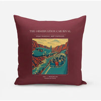 Thumbnail for VINTAGE G4493 - The Observation Car Rival - Designed Pillows design on darkred