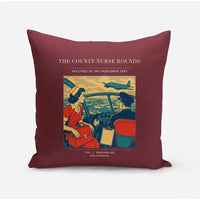 Thumbnail for VINTAGE G4481 - The County Nurse Rounds - Designed Pillows design on darkred