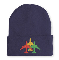 Thumbnail for Colourful 3 Airplanes Embroidered Beanie - view 4