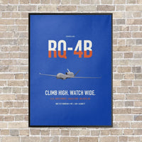 Thumbnail for RQ-4B Global Hawk vertical canvas print - framed - blue background