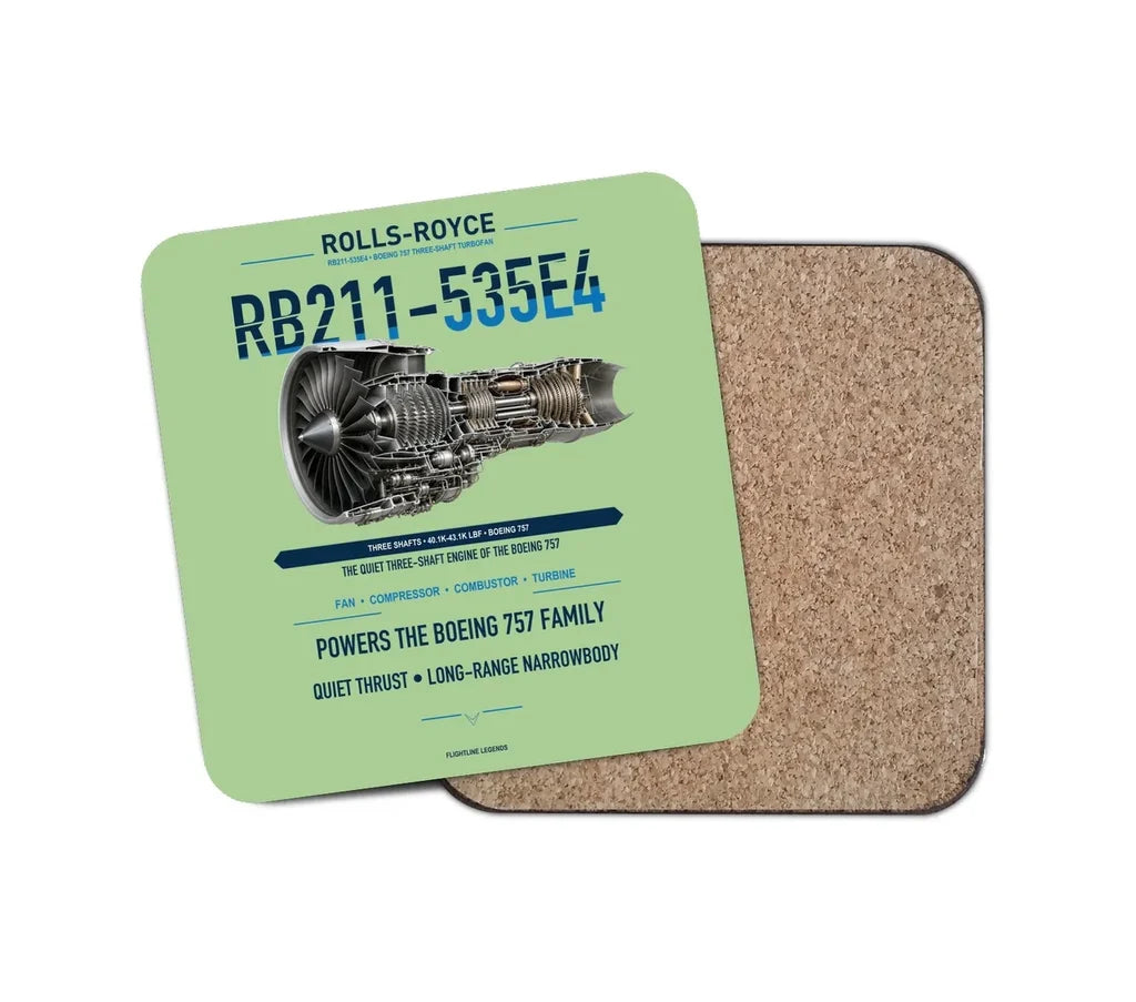 RB211-535E4 design on light green 1 piece coaster
