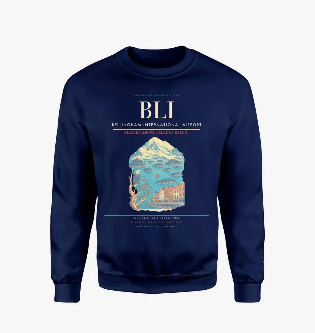 Bellingham International Airport BLI Sweatshirt - Navy Blue