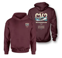 Thumbnail for Cessna 162 Skycatcher design on dark red double-side hoodie, double-side print