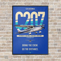 Thumbnail for Cessna T207A Stationair 8 vertical canvas print - framed - blue background
