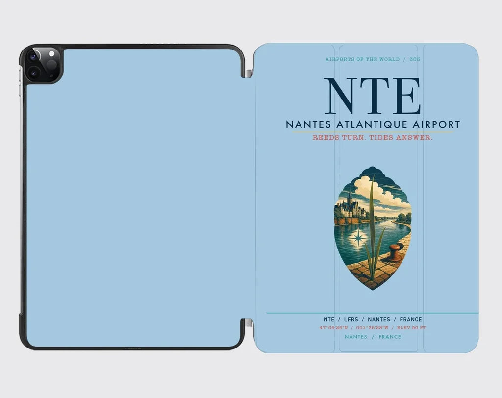 Nantes Atlantique Airport (NTE) design on light blue ipad tablet case