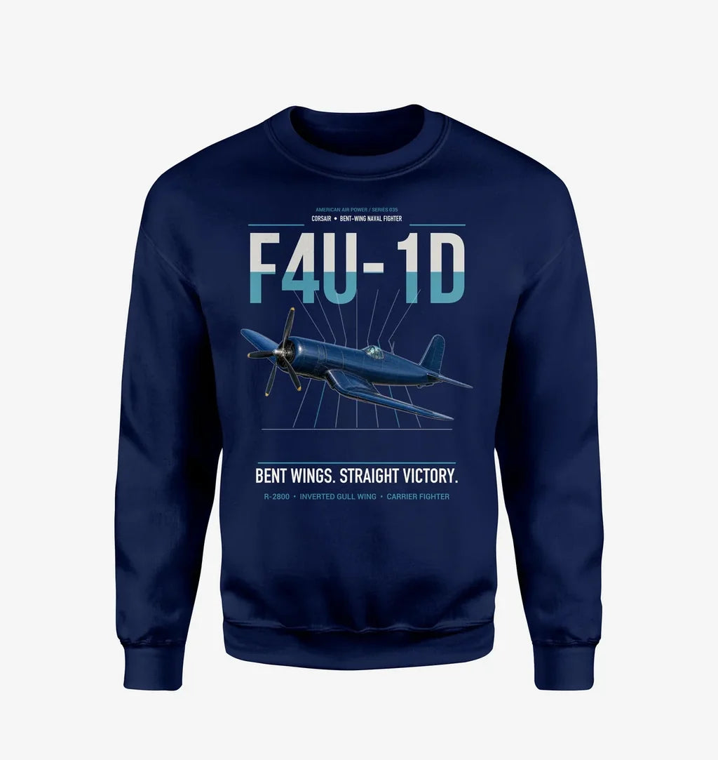 F4U-1D Corsair design on navy blue sweatshirt