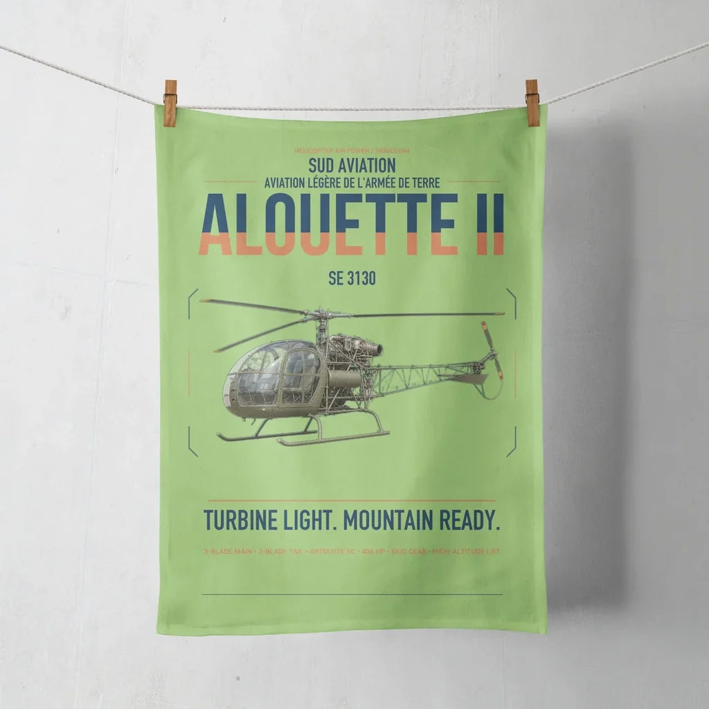 Sud Aviation SE 3130 Alouette II design on light green towel