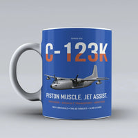 Thumbnail for C-123K Provider design on blue ceramic mug, double-side print