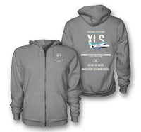 Thumbnail for Cessna Citation XLS design on gray premium zipped hoodie, double-side print