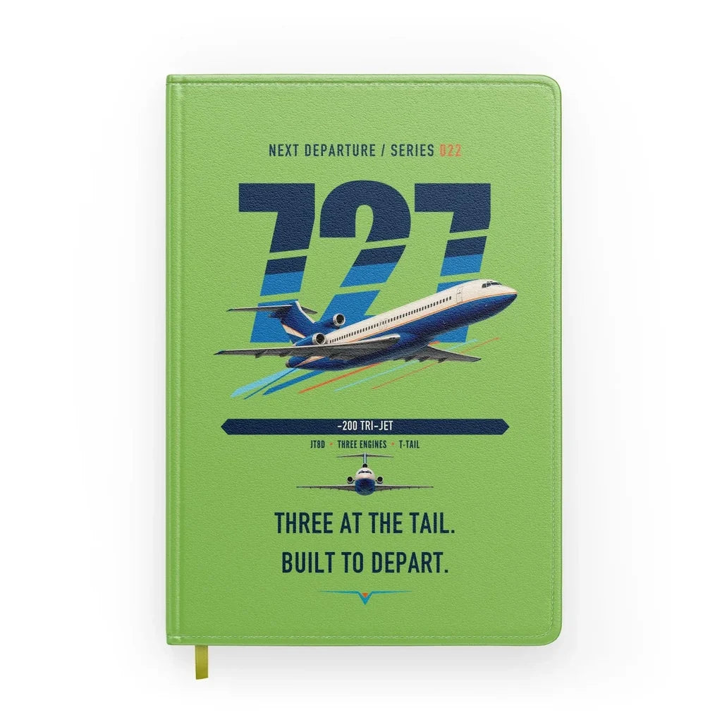 Boeing 727-200 design on light green notebook
