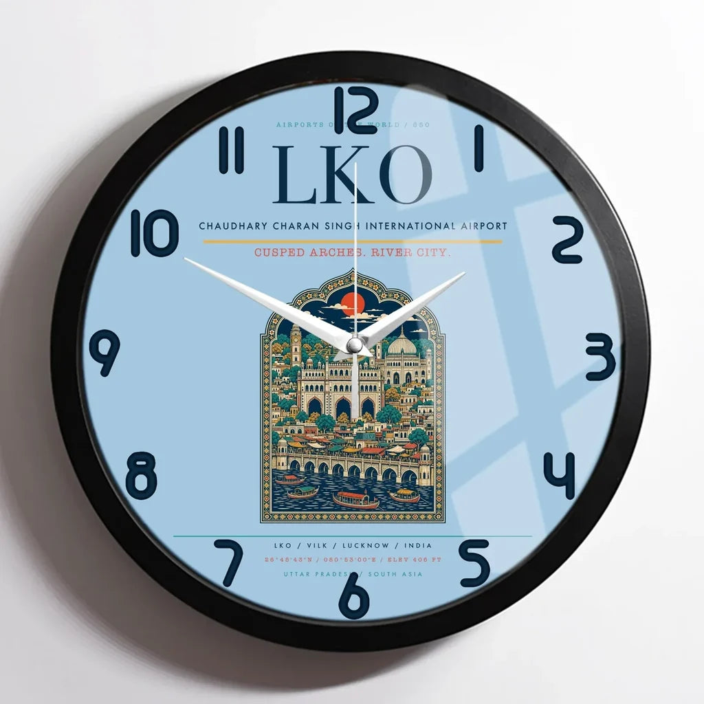 Chaudhary Charan Singh International Airport LKO Wall-Clock Framed - Light Blue