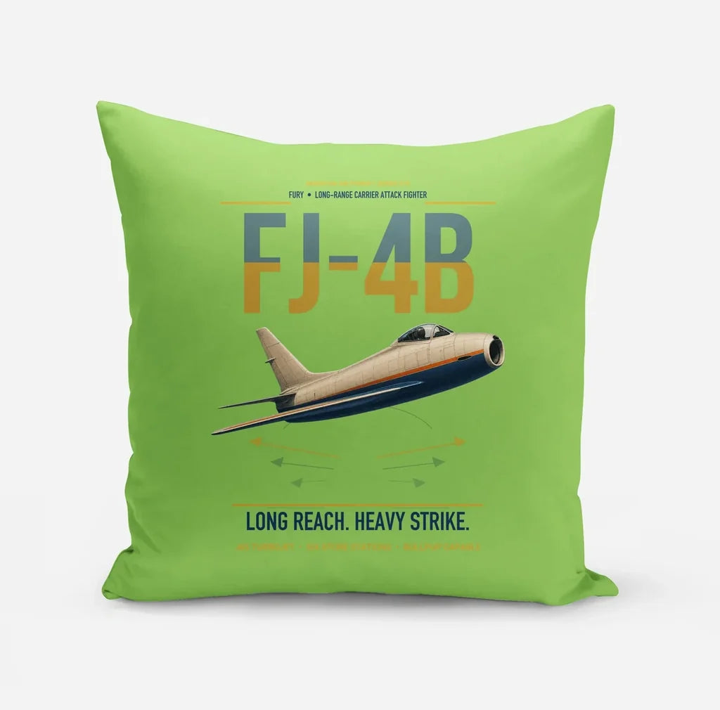 FJ-4B Fury design on light green pillow