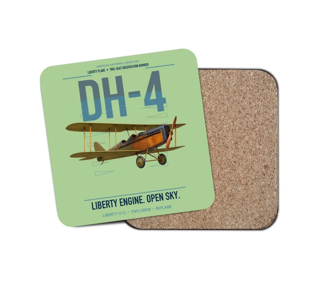 Airco DH-4 Liberty Plane design on light green 1 piece coaster
