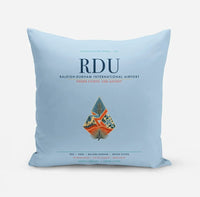 Thumbnail for Raleigh-Durham International Airport (RDU) design on light blue pillow