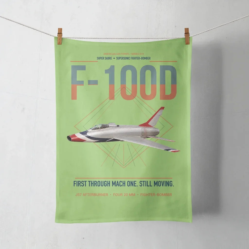 F-100D Super Sabre design on light green towel