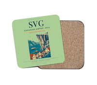 Thumbnail for Stavanger Airport, Sola (SVG) design on light green 1 piece coaster