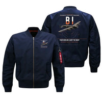 Thumbnail for Avro Lancaster B I design on blue bomber jacket, double-side print