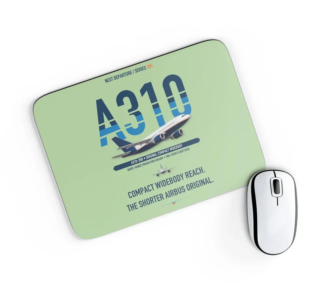 Airbus A310-200 design on light green rectangle mouse pad
