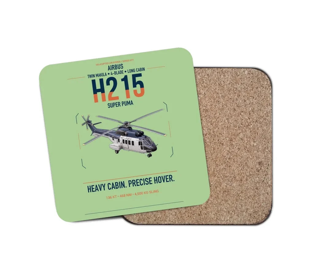 Airbus H215 design on light green 1 piece coaster