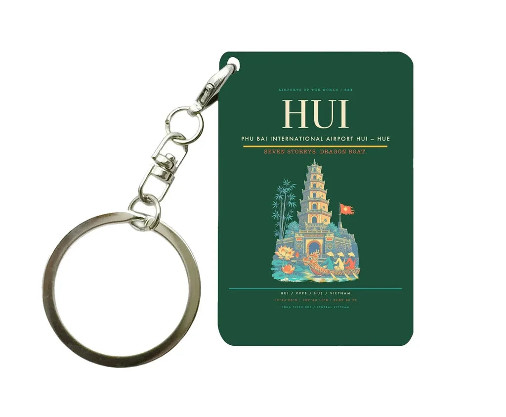 Phu Bai International Airport HUI — Hue Key Chain design on dark green key chain