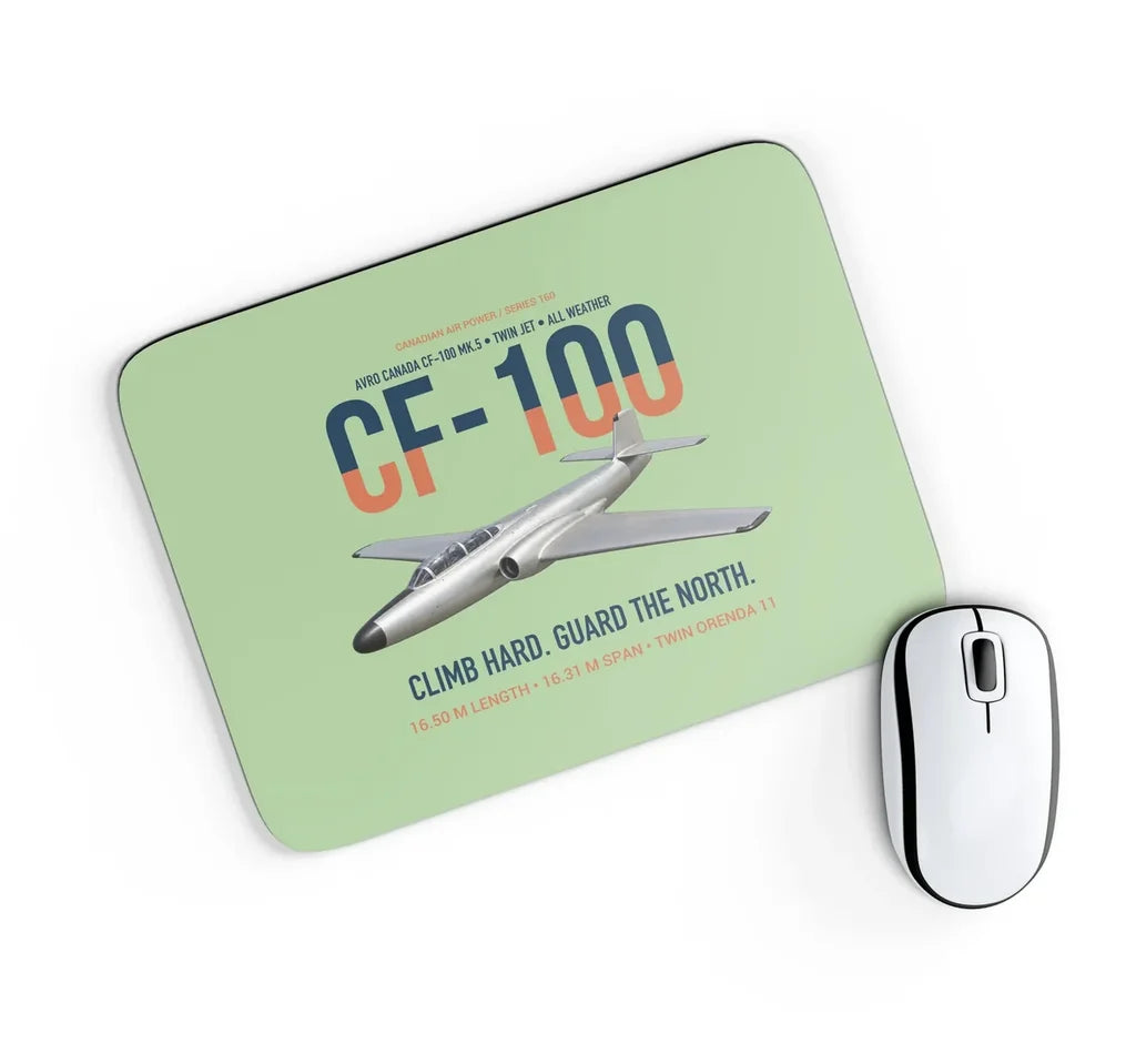 Avro Canada CF-100 Mk5 Canuck Northern All Weather Interceptor design on light green rectangle mouse pad