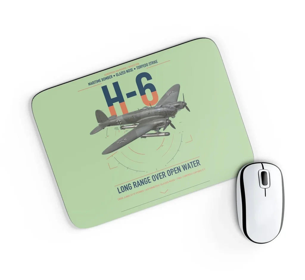 Heinkel He 111H-6 design on light green rectangle mouse pad