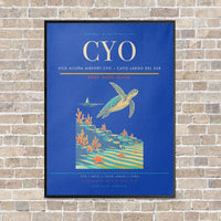 Thumbnail for Vilo Acuña Airport CYO — Cayo Largo del Sur vertical canvas print - framed - blue background