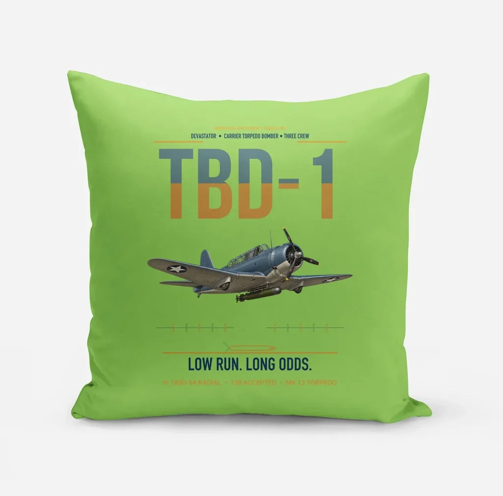 TBD-1 Devastator design on light green pillow
