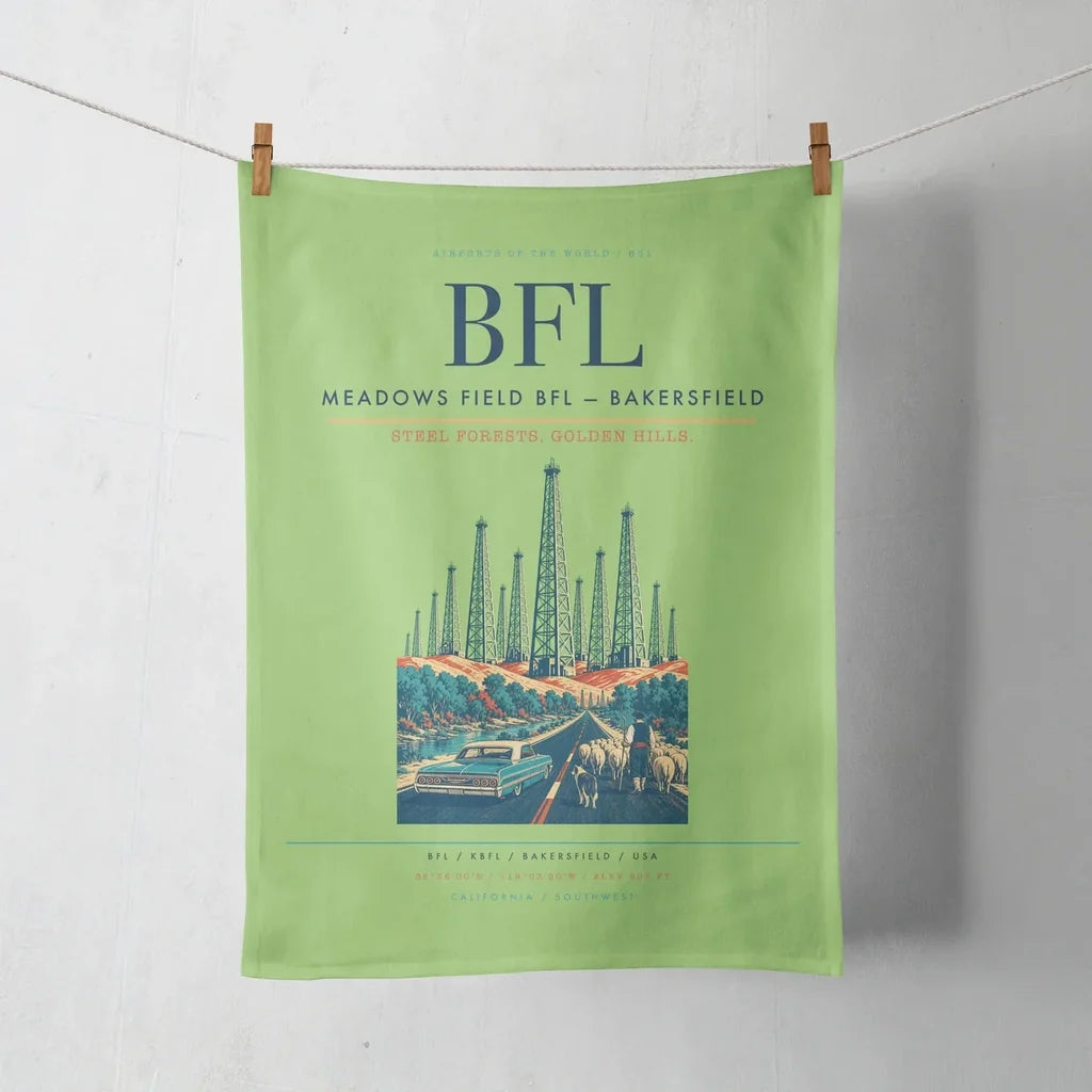 Meadows Field (BFL) design on light green towel