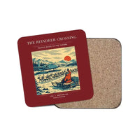Thumbnail for The Reindeer Crossing - Designed Coasters design on dark red 1-piece