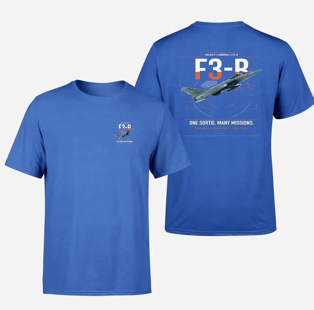 Dassault Rafale C — F3-R standard design on blue t-shirt, double-side print