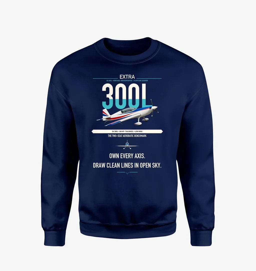 Extra 300L design on navy blue sweatshirt