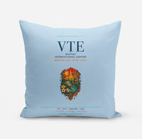 Thumbnail for Wattay International Airport Vientiane (VTE) design on light blue pillow