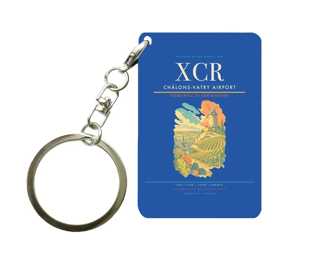 Châlons-Vatry Airport (XCR) design on blue key chain