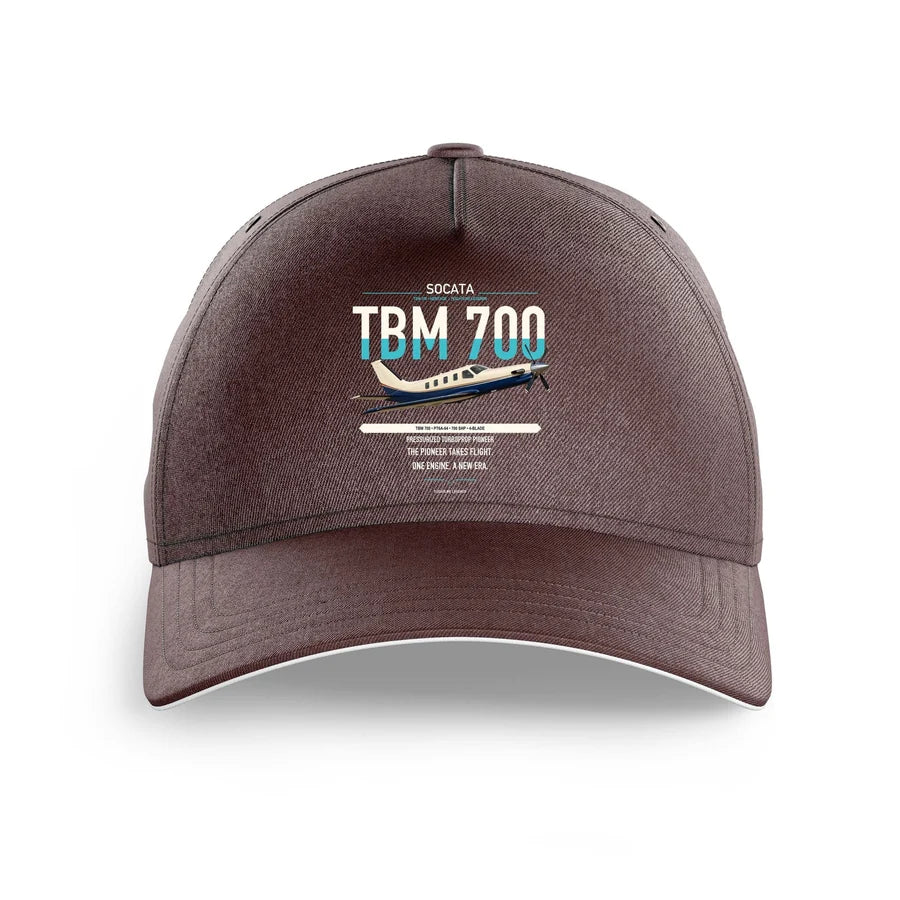 Socata TBM 700 design on brown printed hat
