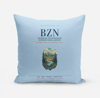Thumbnail for Bozeman Yellowstone International Airport (BZN) design on light blue pillow
