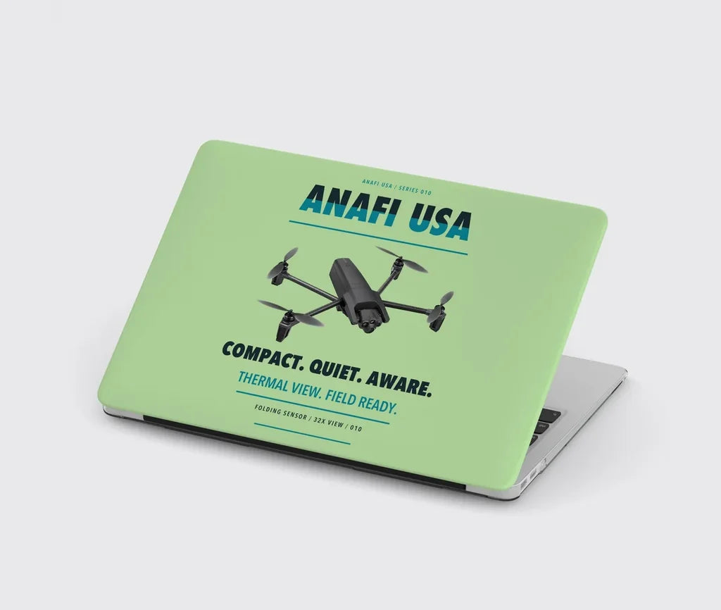 Parrot ANAFI USA design on light green MacBook case