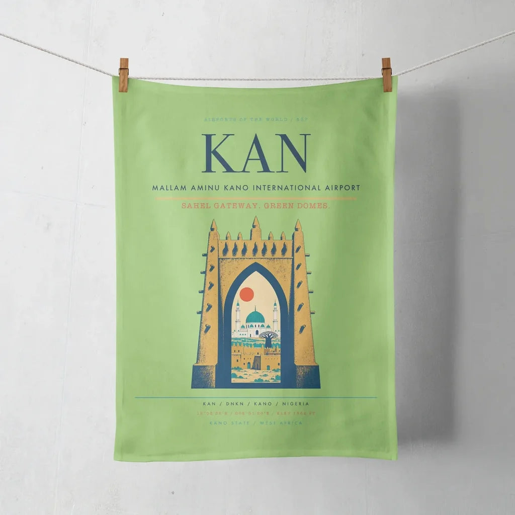 Mallam Aminu Kano International Airport (KAN) design on light green towel