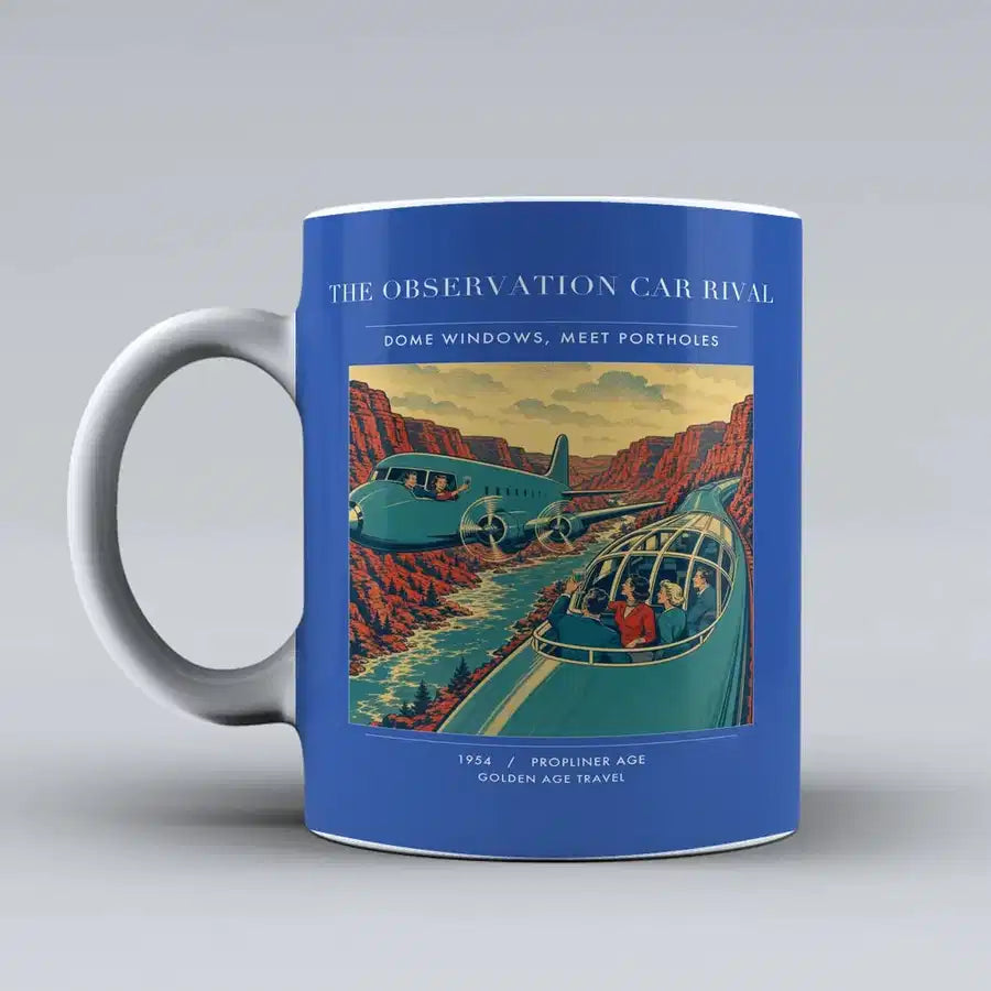 VINTAGE G4493 - The Observation Car Rival - Ceramic Mug design on blue