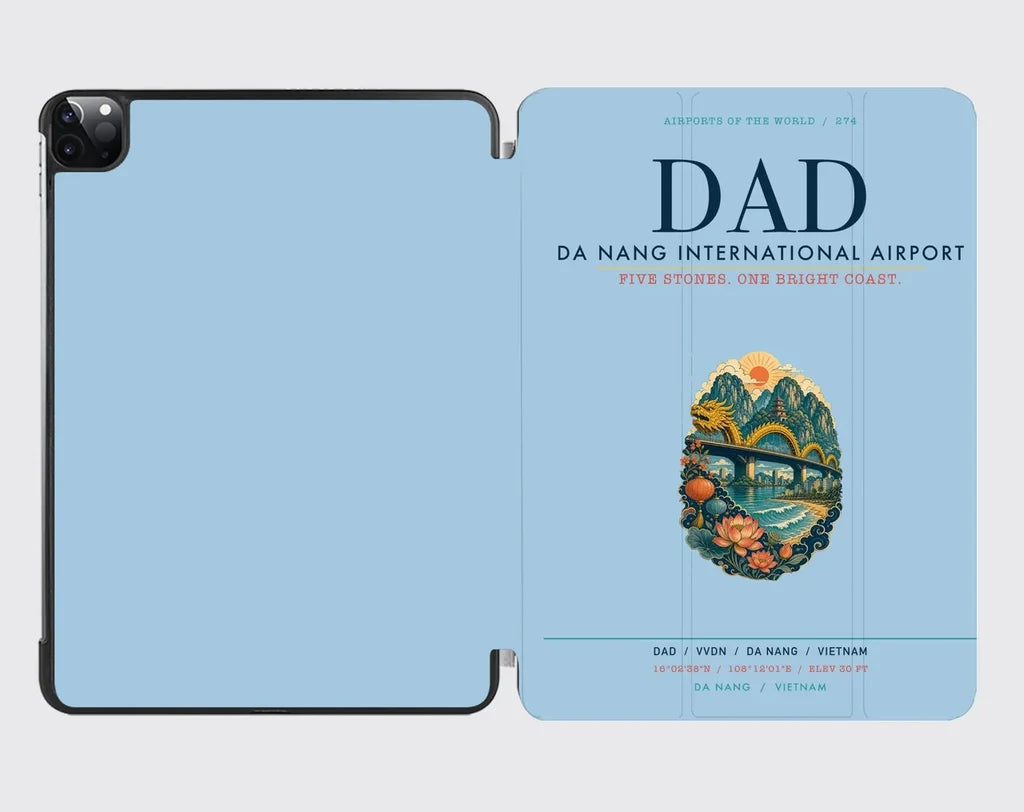 Da Nang International Airport (DAD) design on light blue ipad tablet case