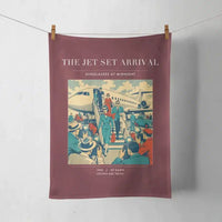 Thumbnail for VINTAGE G4121 - The Jet Set Arrival - Designed Towels design on darkred