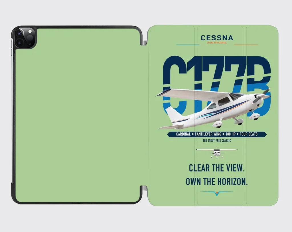 Cessna 177B Cardinal design on light green ipad tablet case
