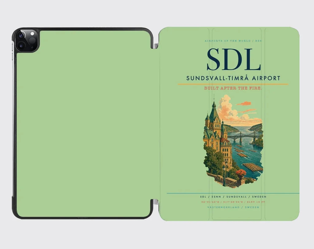 Sundsvall-Timrå Airport (SDL) design on light green ipad tablet case
